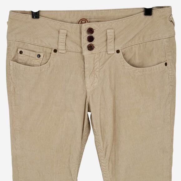 Bebe Pants Womens 25 Waist Beige Stretch Corduroy Ankle Crop Low Rise Pockets - Picture 5 of 15